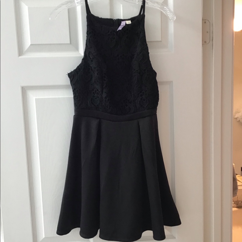 Black fit and flare dress from Francesca’s